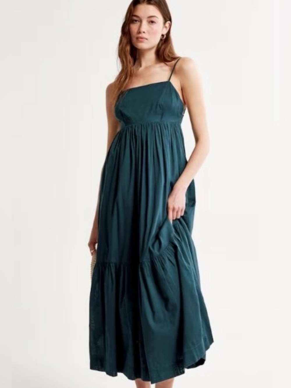 Abercrombie & Fitch Teal low back Spaghetti-Strap Maxi Dress sz Lg Tall NWT